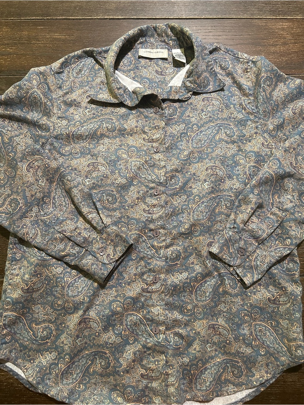 Lemon Grass Paisley Cotton Button-Down Shirt